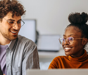 People working in the office together
