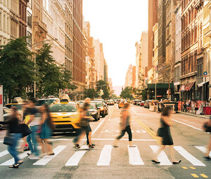 Busy City Sidewalk