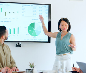 Team having a budget meeting