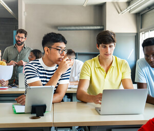 Students working on AI