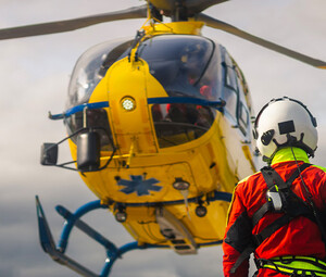First responder near helicopter